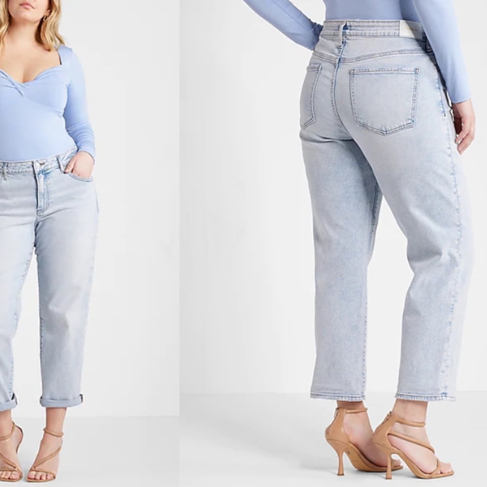 Express Mid Rise Blue Tinted Boyfriend Jeans Brand New With Tag 🏷 - Picture 14 of 16